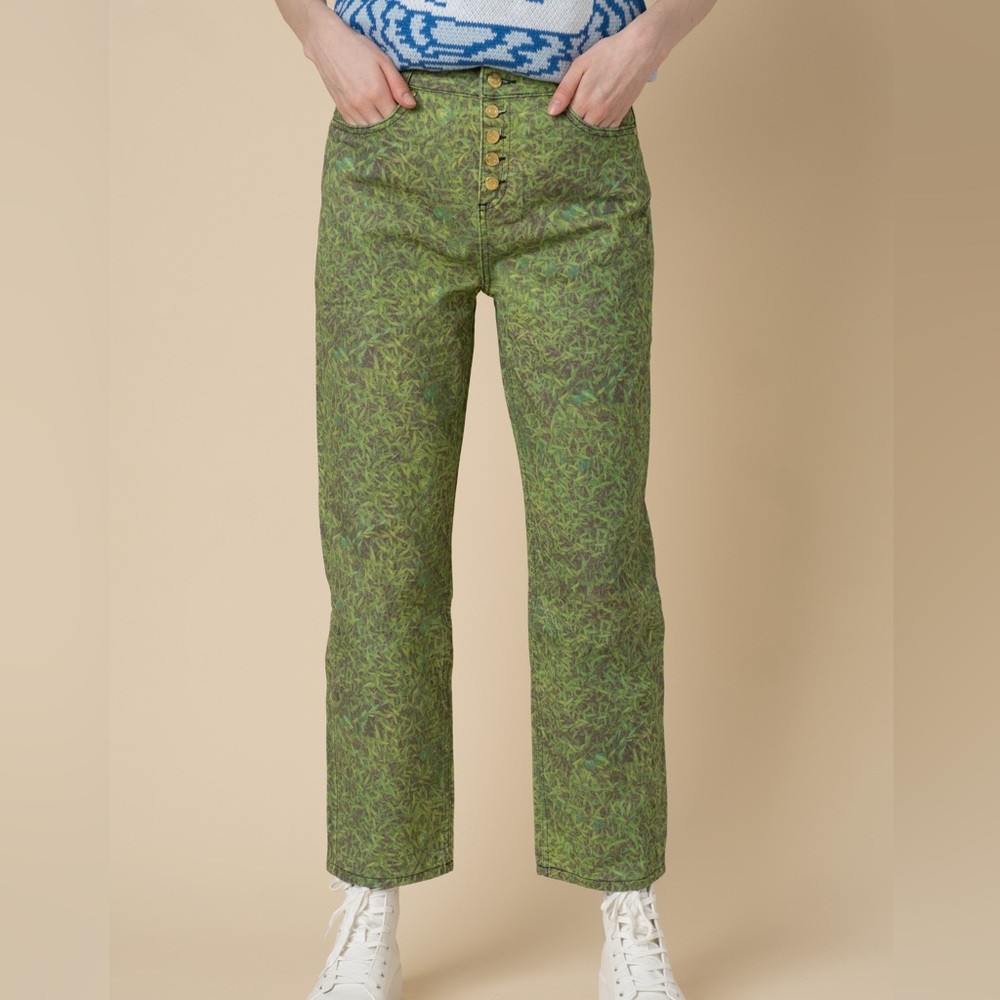 HOUSE OF SUNNY LONDON FIELDS JESSIE DENIM - GRASS PRINT - Size 2